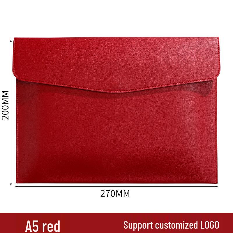Custom Waterproof A4 Leather Document Folder with Snap Button for Business - Thickened File Bag with Logo Printing