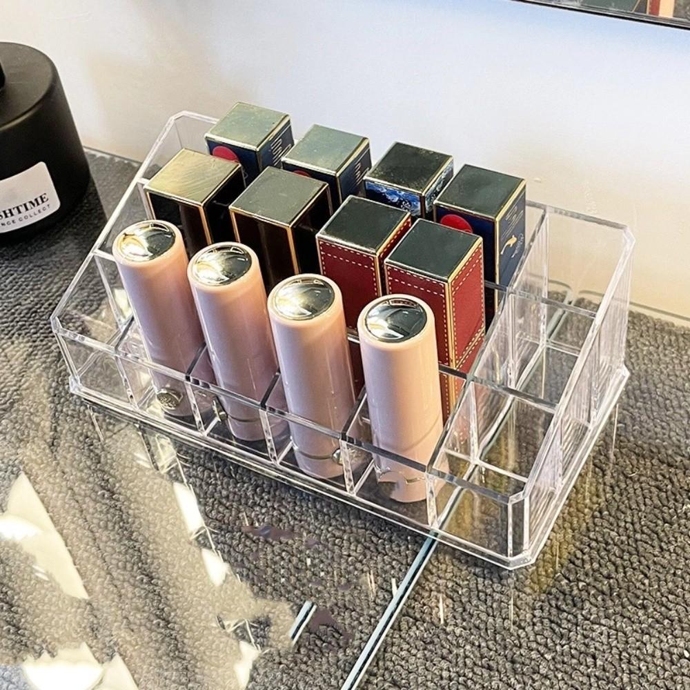 New 12/18/36 Grid Lipstick Storage Box Clear Acrylic Lipstick Case Nail Polish Display Stand Holder Shelf Storage
