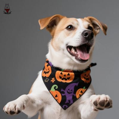 Wholesale Christmas Halloween Dog Bandanas Personalized Pumpkin Pet Triangle Scarf Skeleton Dog Bibs