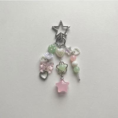 Dango Cherry Mobile Phone Charm, Star Keychain, Japanese Aesthetic Wallet Bag Accessories, Gifts for Her