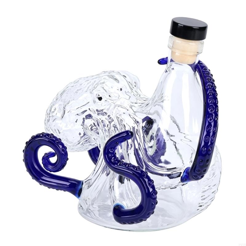 Unique Octopuses Glass Bottle For Liquor Storage And Display With Fine Carveds Detail 200Ml Capacity