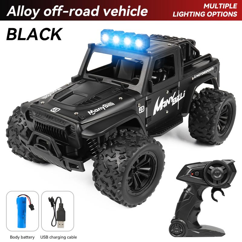 1:16 High Speed Off-Road Alloy RC Cars Police Truck Jeep with Music Sound and LED Lights 2.4G Remote Control Cars Outdoor Toy