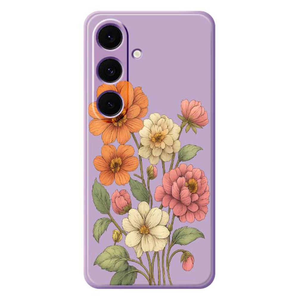 For Samsung Galaxy S24 FE Case Beautiful Flowers Pattern Printing Straight Edge TPU Phone Back Cover