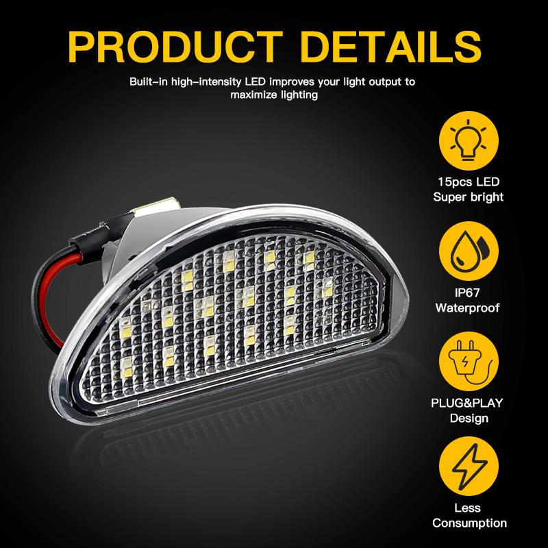 2PCS LED Number Plate Lamp For Toyota Aygo 2005-2014 Tail Lamp White License Plate Light Assembly OEM 81270-0H010 White Light