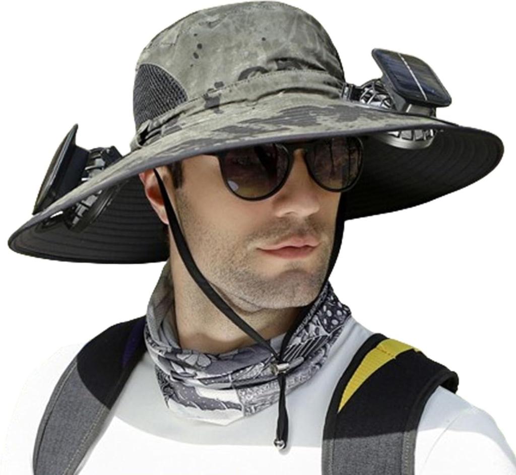 Solar  Powered Wide  Brim Fishing Hat summer sunshade fan cap Fishing Beach Hat