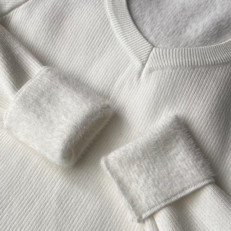 Pullovers Tops Women Long Sleeves Winter Padded V Neck Blouse Oversized Loose Long Sleeve Shirt Slim Pullover Tops