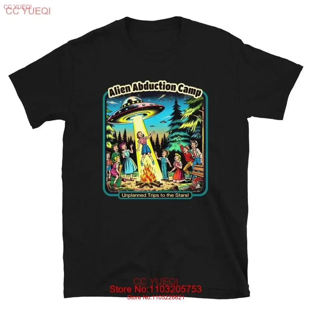 Funny Vintage Alien Abduction Camp UFO T shirt homme Casual graphic designer clothes fashion Comfortable vintage