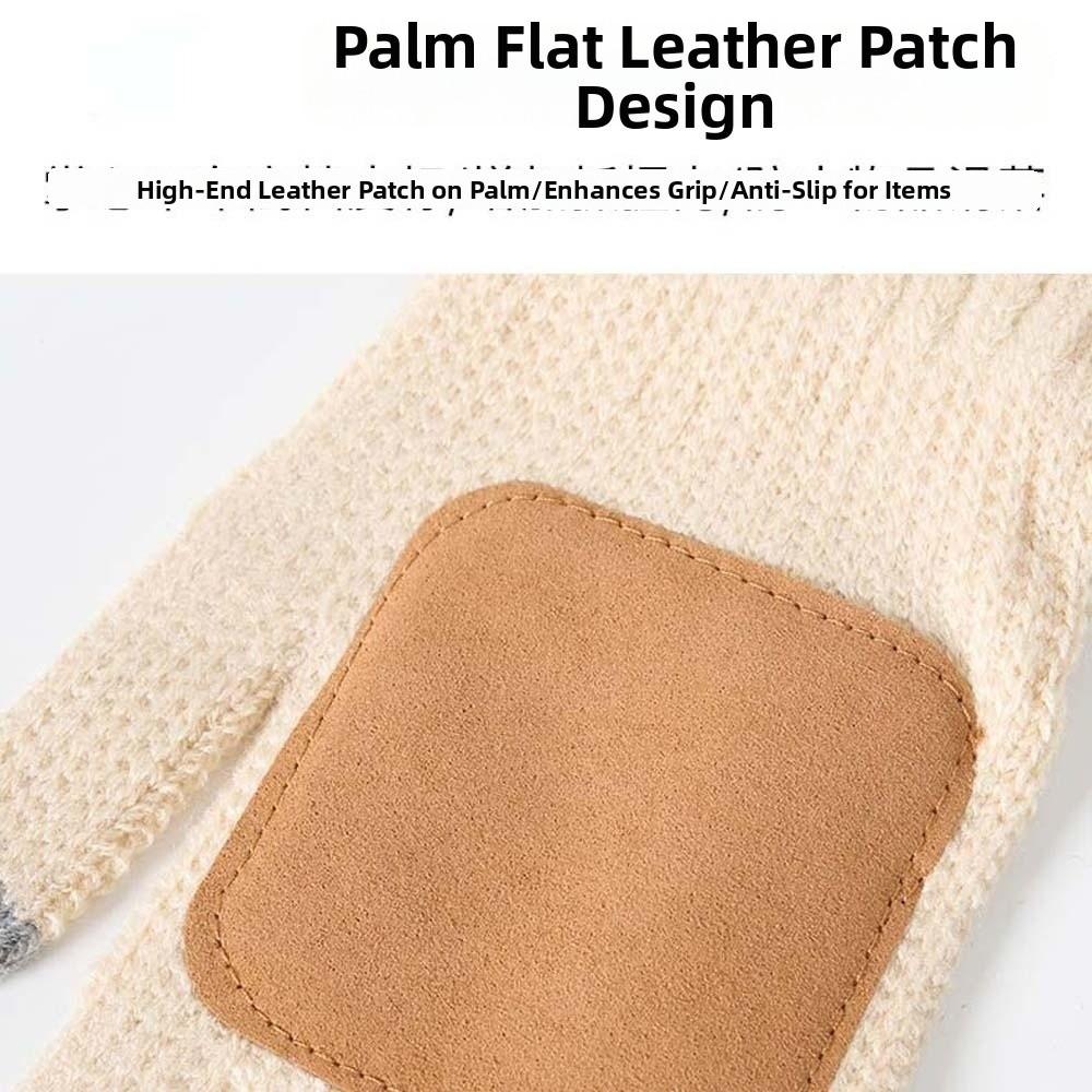 Knitted Wool Touchscreen Gloves Solid Color Woolen Warm Gloves Winter Knit Mittens  Holiday Gift