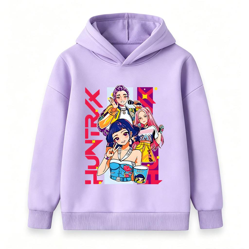 Kids Boys Girls Hoodie Cartoon Music Idol Group Print Long Sleeve Pullover Hooded Sweatshirt Casual Streetwear For Children Hip Hop Style Top