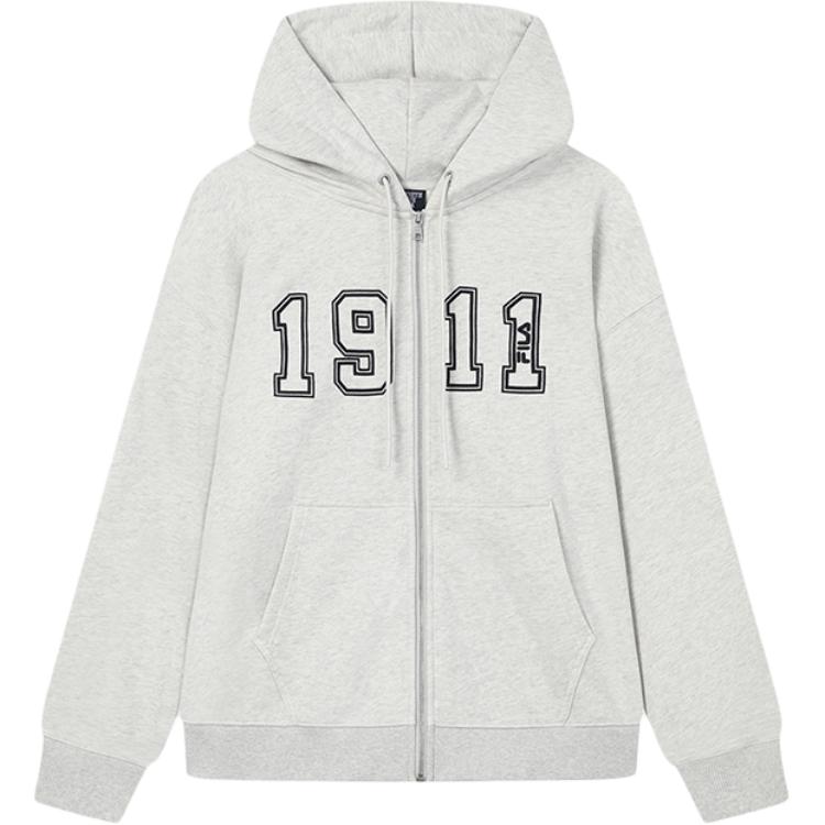 

FILA Fleece Letter Zip-Up Loose Hoodie Unisex hoodies Floral-Gray F11U339502F-MG M