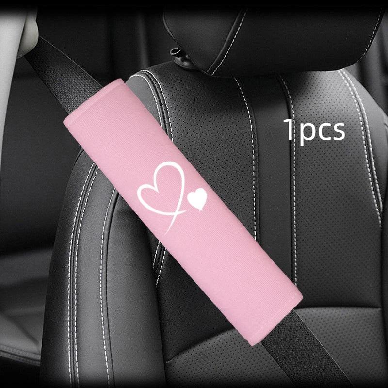Heart-shaped Embroidered Car Seat Belt Shoulder Pads 1/2PCS Soft Breathable Cute Gift for Car Lovers Drivers