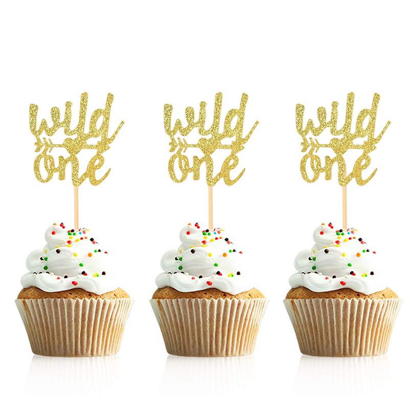10Pcs Gold Oh Baby Cupcake Topper Boy Girl Baby Shower Gender Reveal Kids 1st Birthday Party Decoration Cake Decorating Supplies