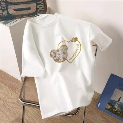 Women's Short-Sleeved White T-shirt Round Neck Summer Pure Cotton Women's Top