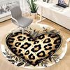 1pc Leopard Print Heart Office Round Area Rug, Indoor Mat Suitable ForOffice, Under Office Chairs Bedroom Living Room Home Decor, Room Deco 020