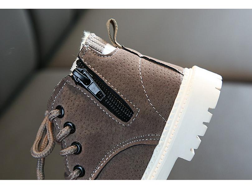 Kinder Koreanische Mode Leder Schneestiefel - Martin-Stil mit Samtfutter