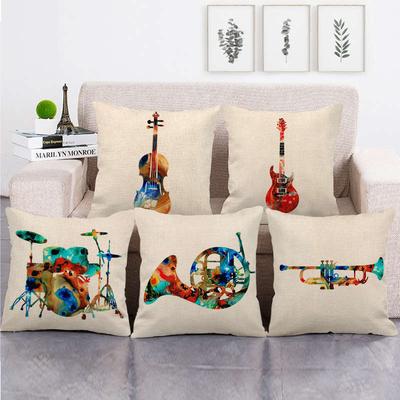 Oil Painting, Color Painting, Musical Instrument Digital Printing Short Plush Pillow Covers For Car Sofa Office Cushion Cover
