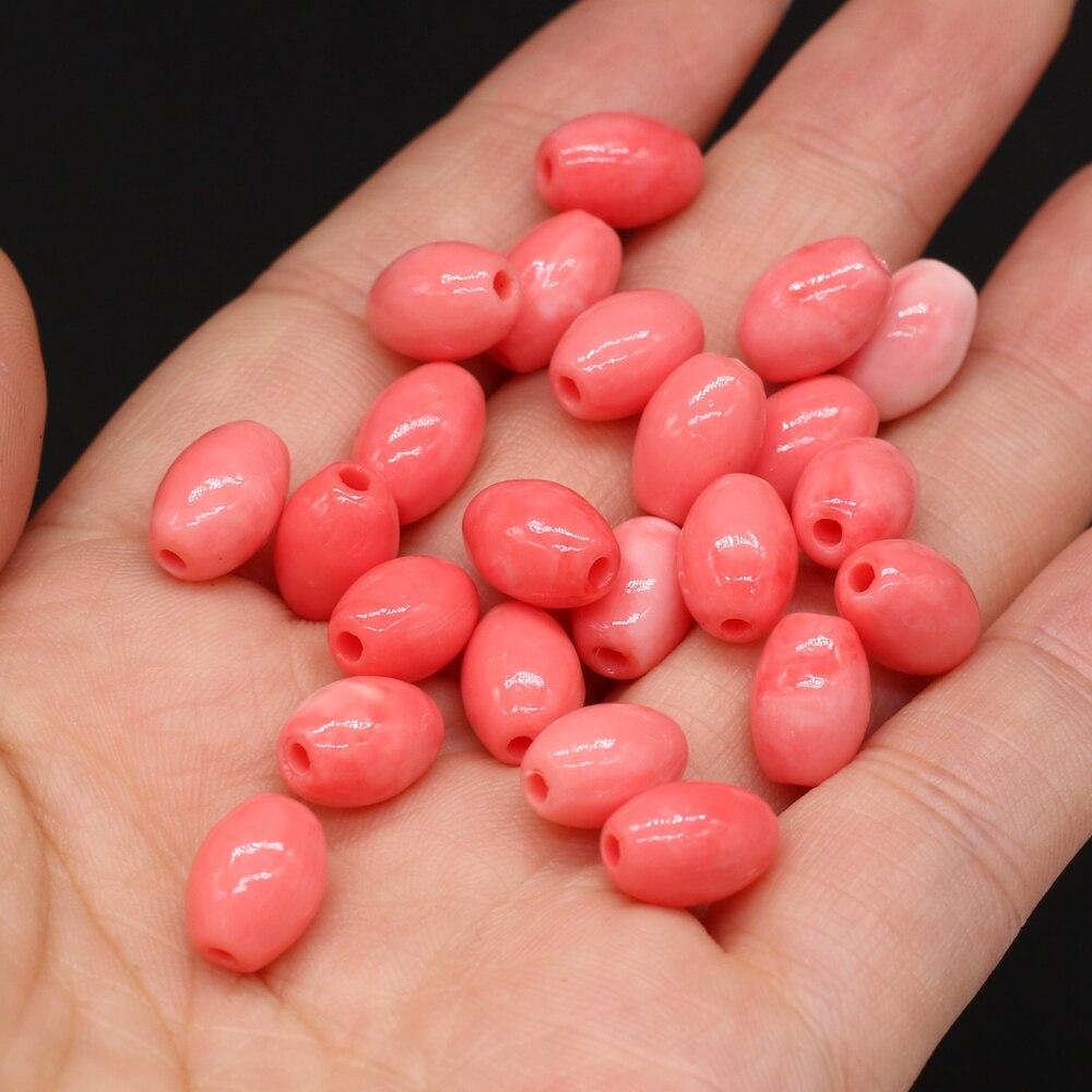 20Pcs/60Pcs Natural Pink Coral Pendant Cylindrical Through-Hole Beads For Jewelry Making DIY Necklace Bracelet Accessory