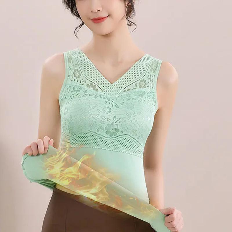 Women Warm Winter Thermal Tank Tops With Bra Padded Soft Thick Fleece Undershirt Stretch Velvet Thermal Vest Singlet Underwear