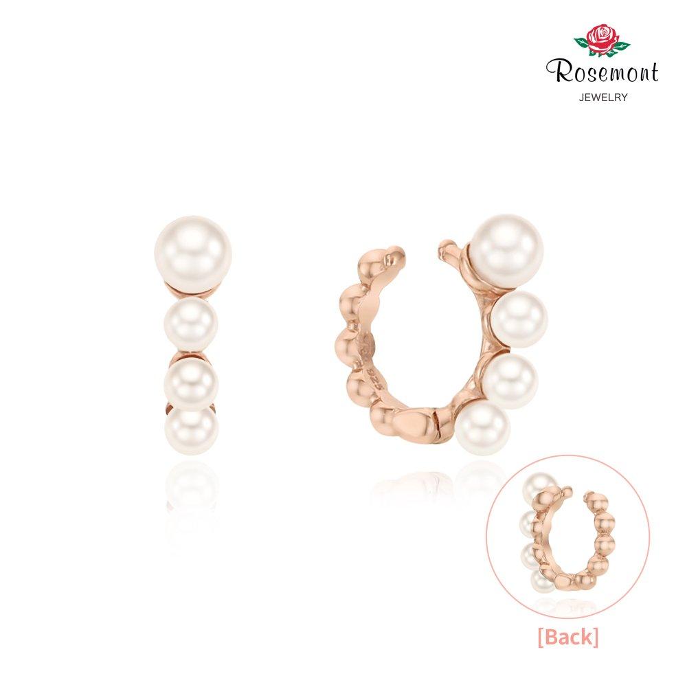 [Rosemont] Silver Single Pearl Ear Cuff Rc0395