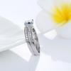 Classic Wedding Ring Traditional Engagement Ring with Shiny Brilliant Crystal Stone Silver Plated Bridal Ring for Women