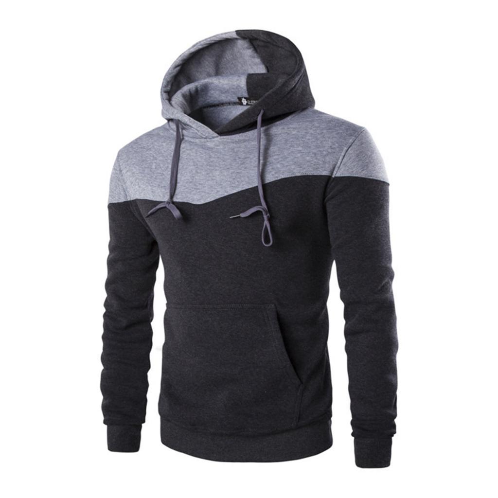 Men's  Leisure  Two  Colors  Splicing  Sports  Leisure  Long  Sleeves  Hoodie