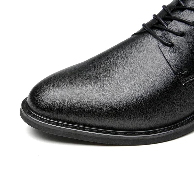 Fashion 2024 Men Elevated Formal Shoes Leather Dress Shoes Wedding Business Oxfords Breathable Working Lace Up Wedding Formal Shoes