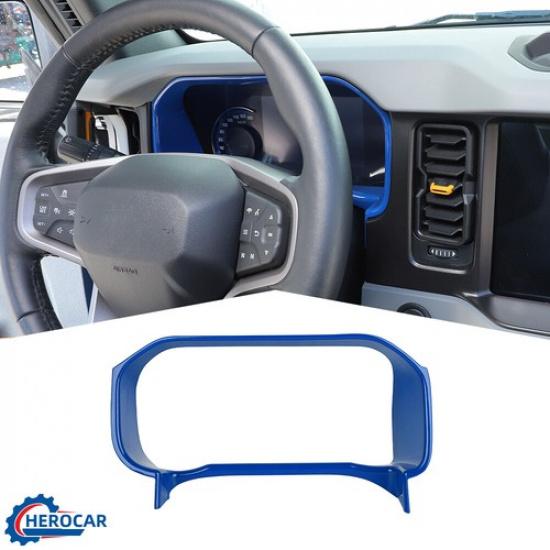 Blue Dashboard Trument Frame Trim Decor Cover Bezels For Ford Bronco +