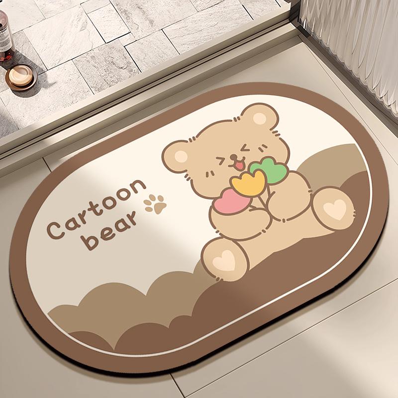 Mata podłogowa z ziemi okrzemkowej, kreskówkowa mata podłogowa do łazienki, silnie chłonna, domowa, pod drzwi toalety, antypoślizgowa mata