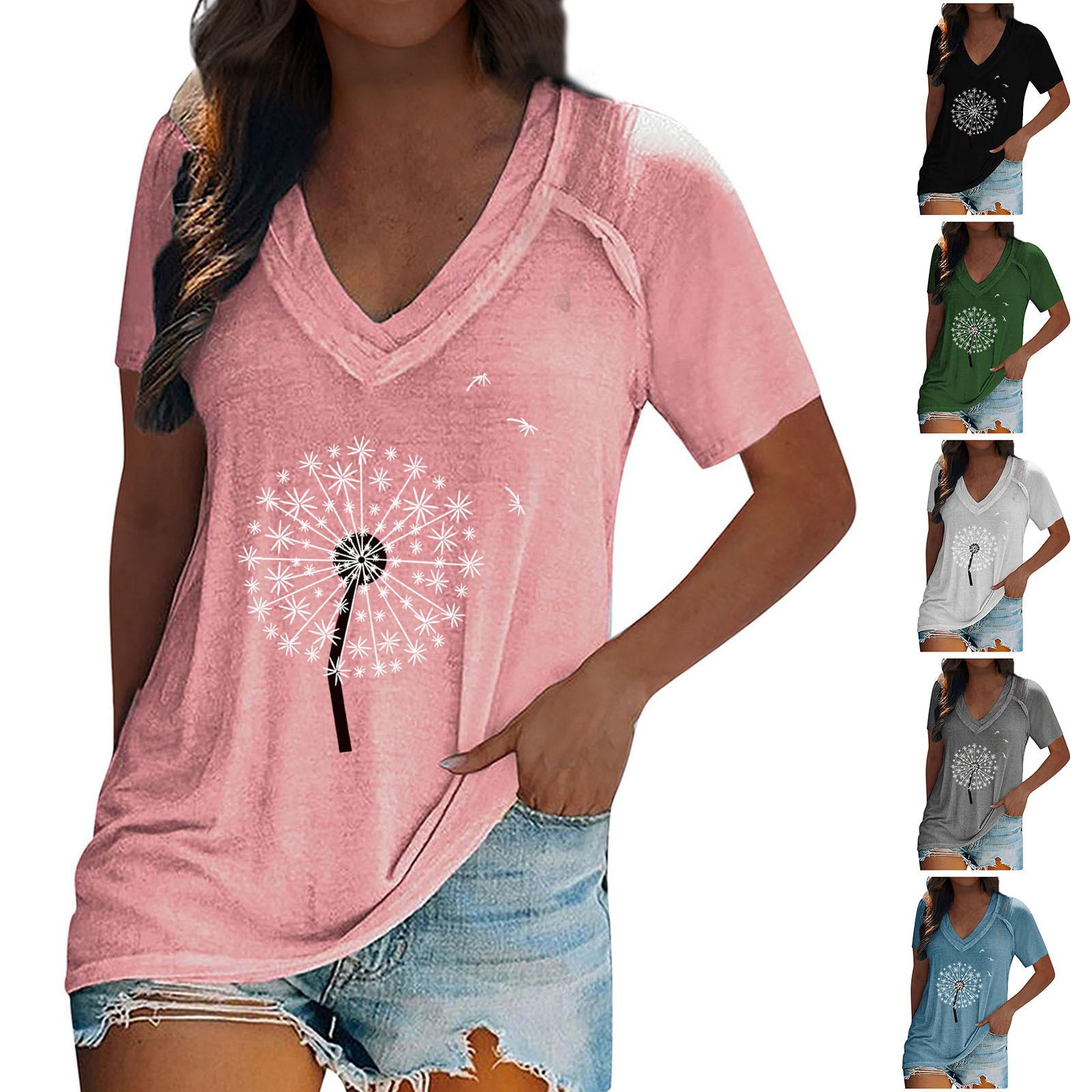 

Женская модная свободная повседневная футболка с v-образным вырезом и принтом L армия зеленый