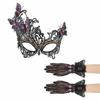 Lace Rhinestone Butterfly Prom Mask+ Gloves Sexy Vintage Half Face Mask Set Elegant Halloween Lace Masquerade Masks