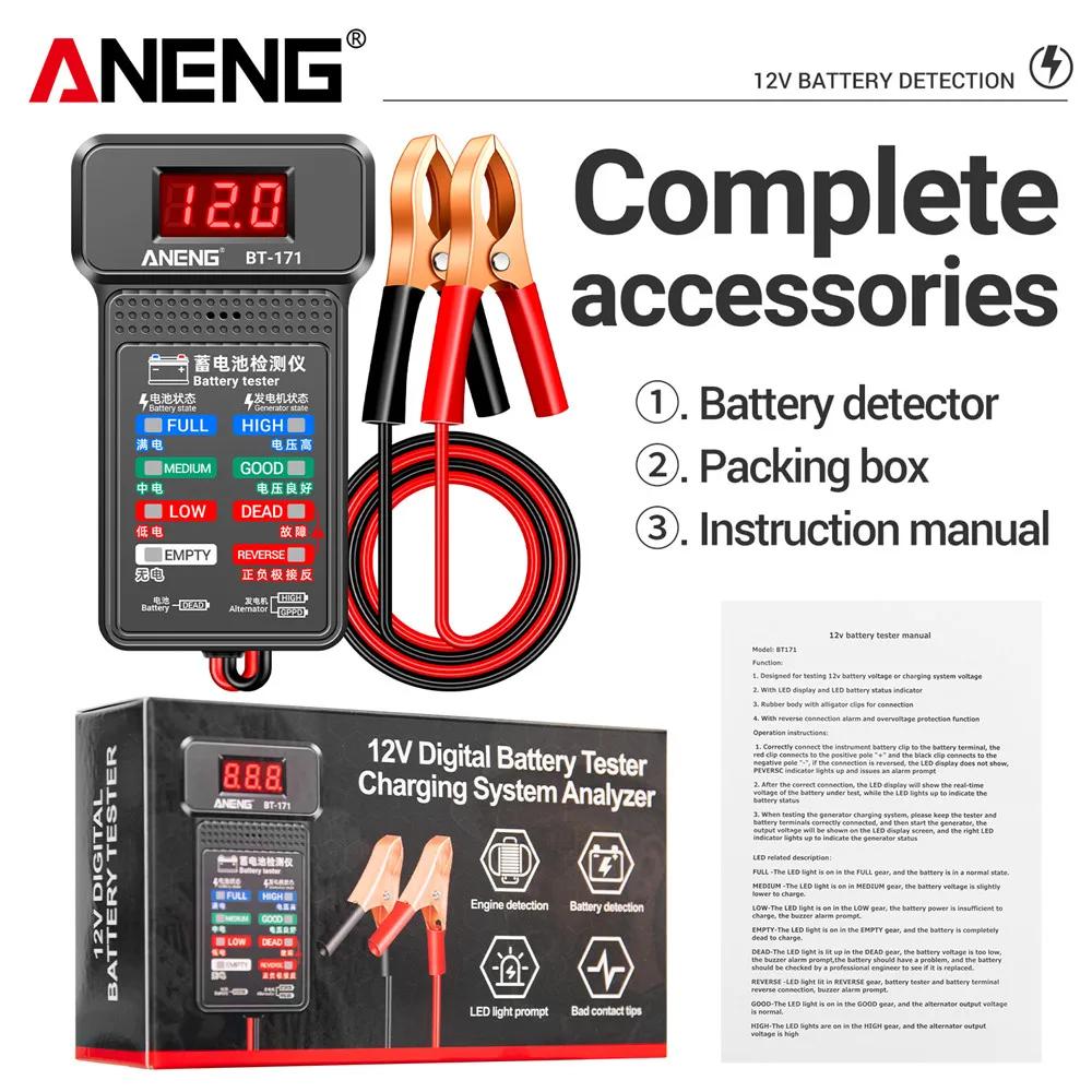 Multifunctional ANENG BT171 Battery Testers 12V Auto Repair Industry Detection with LED Reverse Display Screen Electrician Tool Storage Battery Tester