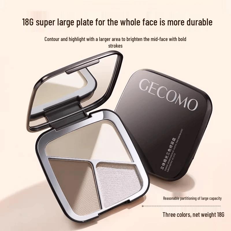GECOMO 3-Color Face Contouring & Highlighter Palette