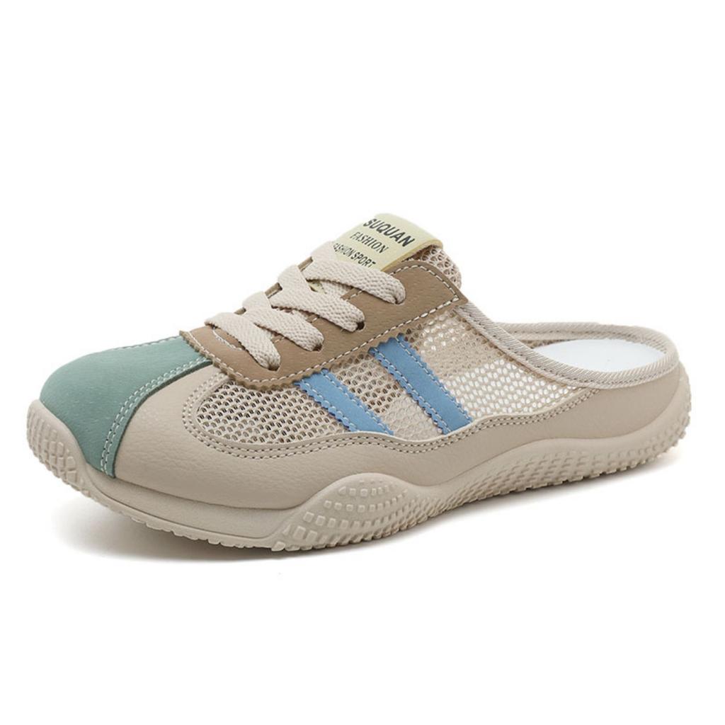 New Striped Women's Mueller Shoes with Breathable Mesh, Versatile Outdoor Casual Shoes, Soft Sole, Not Tiring for Feet