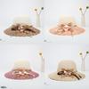 Straw Hat Women Summer Sunshade Wide Brim With Flower Pattern For Beach Vacation