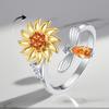 1Pc Sunflower Bee Open Ring, Fresh Natural Style, Perfect for Daily Commute, Date Outfits & Summer Vibe Accessories