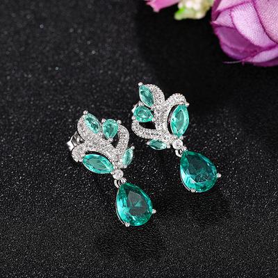 Huitan nádherné zelené visací náušnice s cizím vzorem pro ženy, nové trendy svatební a zásnubní dámské náušnice, elegantní doplňky, luxusní dárek