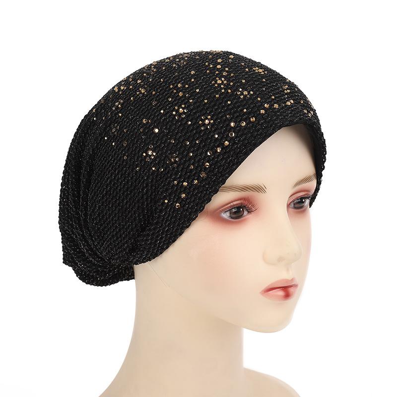 Summer Breathable Women Turban Cap High Elastic Female Head Wrap Diamonds Muslim Under Scarf Bonnet Islam Headscarf Hat