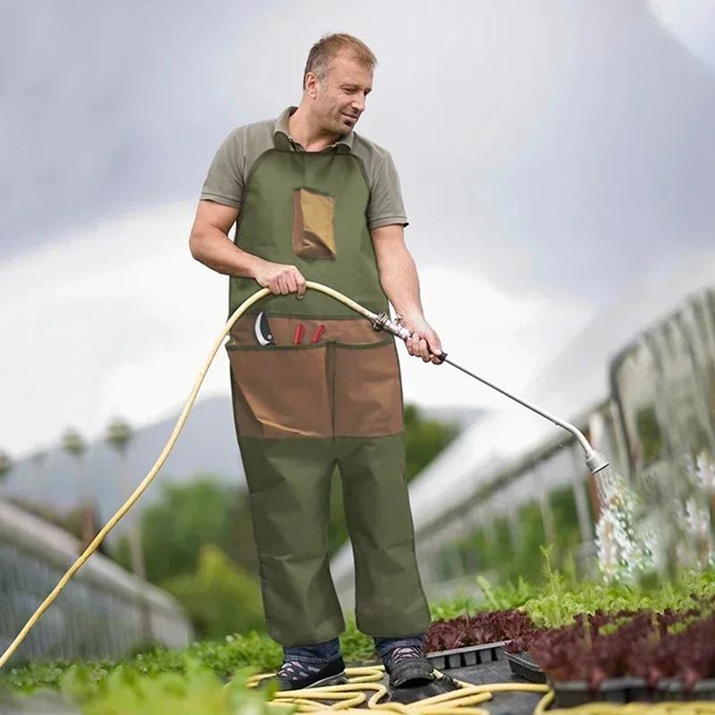 Hot Wear-resistant Oxford Apron For Gardening Work Multiple Pockets For Small Tools Pruning Branches Picking Work Aprons