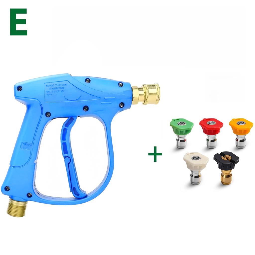 5 Nozzles High Pressure Washer Gun, 1/4" Quick Connect, M22-14mm for Nilfisk Lavor Karcher K2~K7, Car Wash Kit for Hose