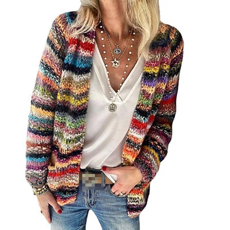 Dámská hrubá pletená svetrová bunda Cardigan Dámská ležérní pletená svetrová bunda