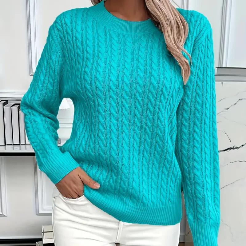 Round Neck, Fried Dough Twists Thickened Knitwear, Female, Autumn and Winter 2025 New Style, Knitwear, Solid Color Top, Base Sweater