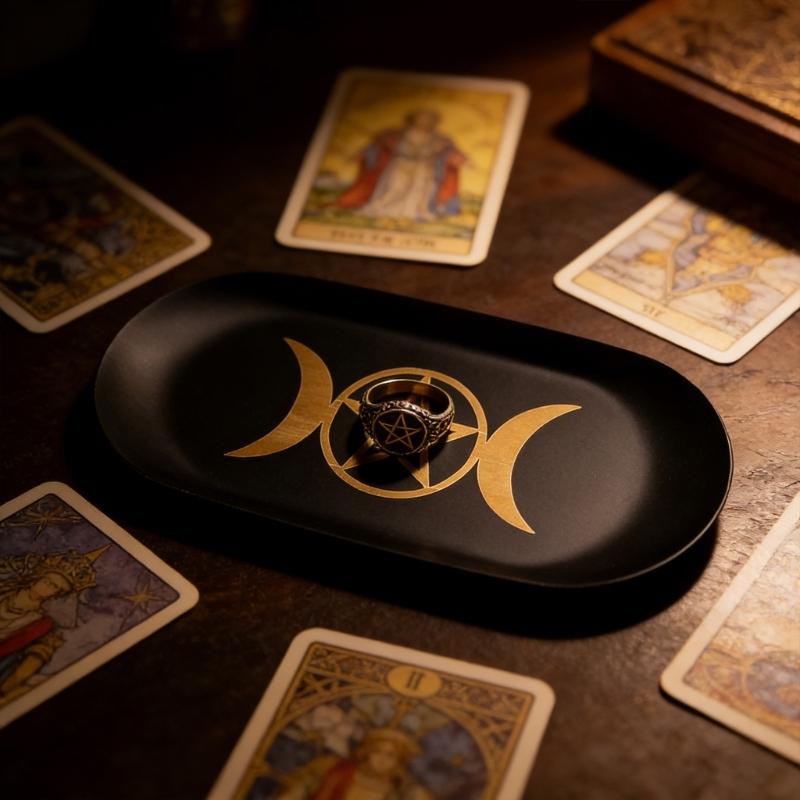 Tarots Candle Holder Board Astrology Candlestick Altars Plate Witchcraft Wiccan Divinations Decors Candle Holder Tray