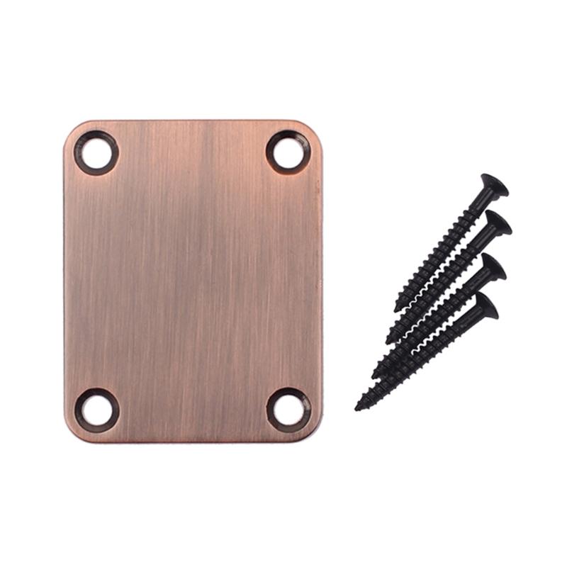 Metal Neck Plate Electric Guitar Bass Parts Replacements Kits 4 Holes Neck Plate