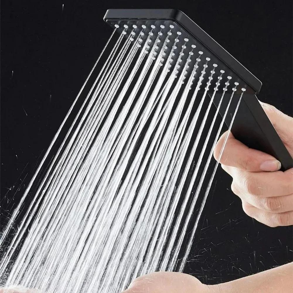 Square Shower Head With Enlarged Water Outlet Shower Bathroom Thickened Super Pressurized and Shatter-resistant Shower Head Set