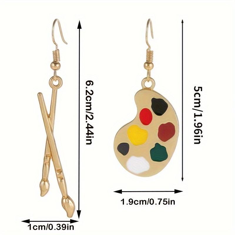 Orecchini a gancio con tavolozza di pennelli e personalità, eleganti orecchini asimmetrici creativi