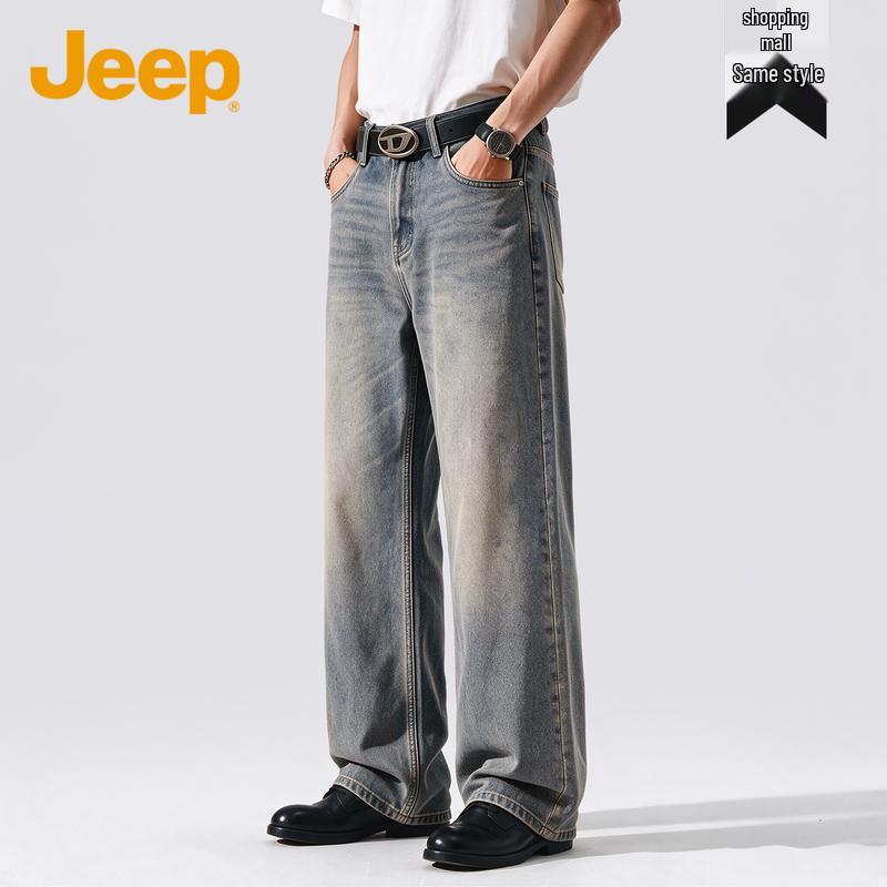 Jeep American Retro Streetwear Straight-Leg Jeans