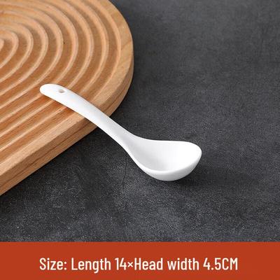 ZISIZ Pure White Ceramic Round Condiment Spoons