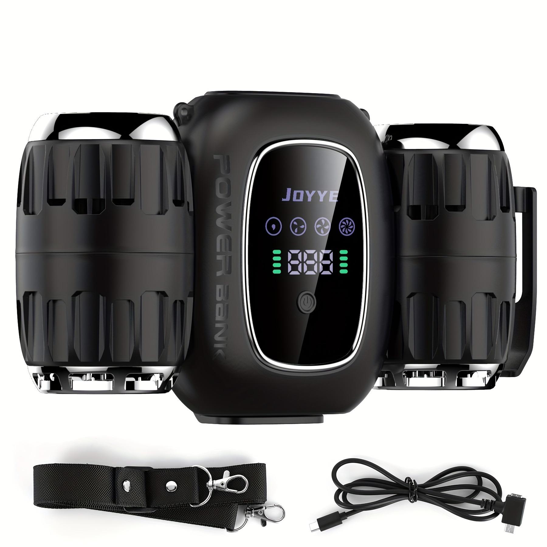 

Подвесной вентилятор на шею, портативный, с высокой мощностью ветра, модный, высокоскоростной, двойной турбонаддув, большой емкости, подвесной вентилятор на талию чёрный