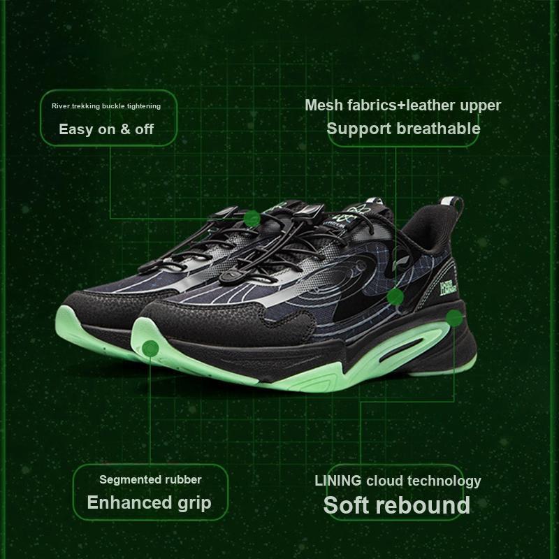 Li Ning Chaussures Décontractées Basses à Logo et Lettres pour Enfants Chaussures Décontractées pour Enfants Noir YKCU110-1