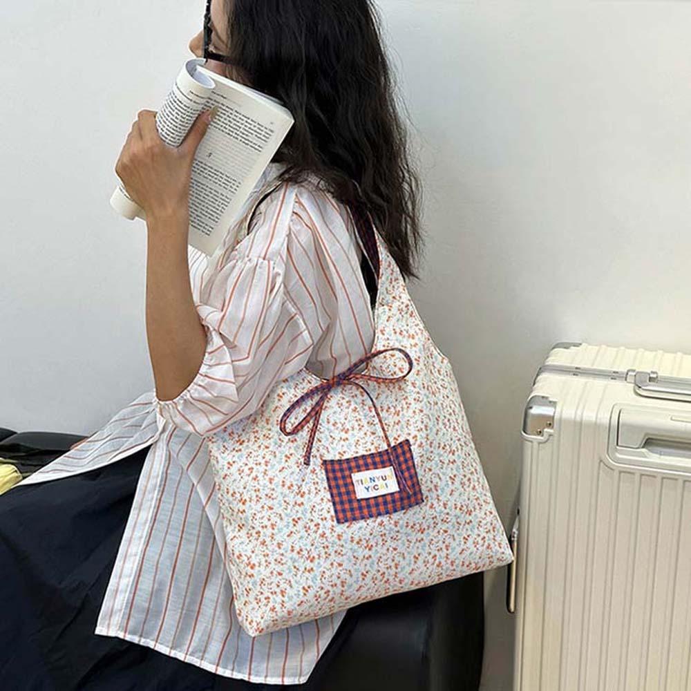 

Lattice Double-sided Shoulder Pouch Sweet Tote Bag Portable Plaid Cloth Vest Pouch Vacation чорний